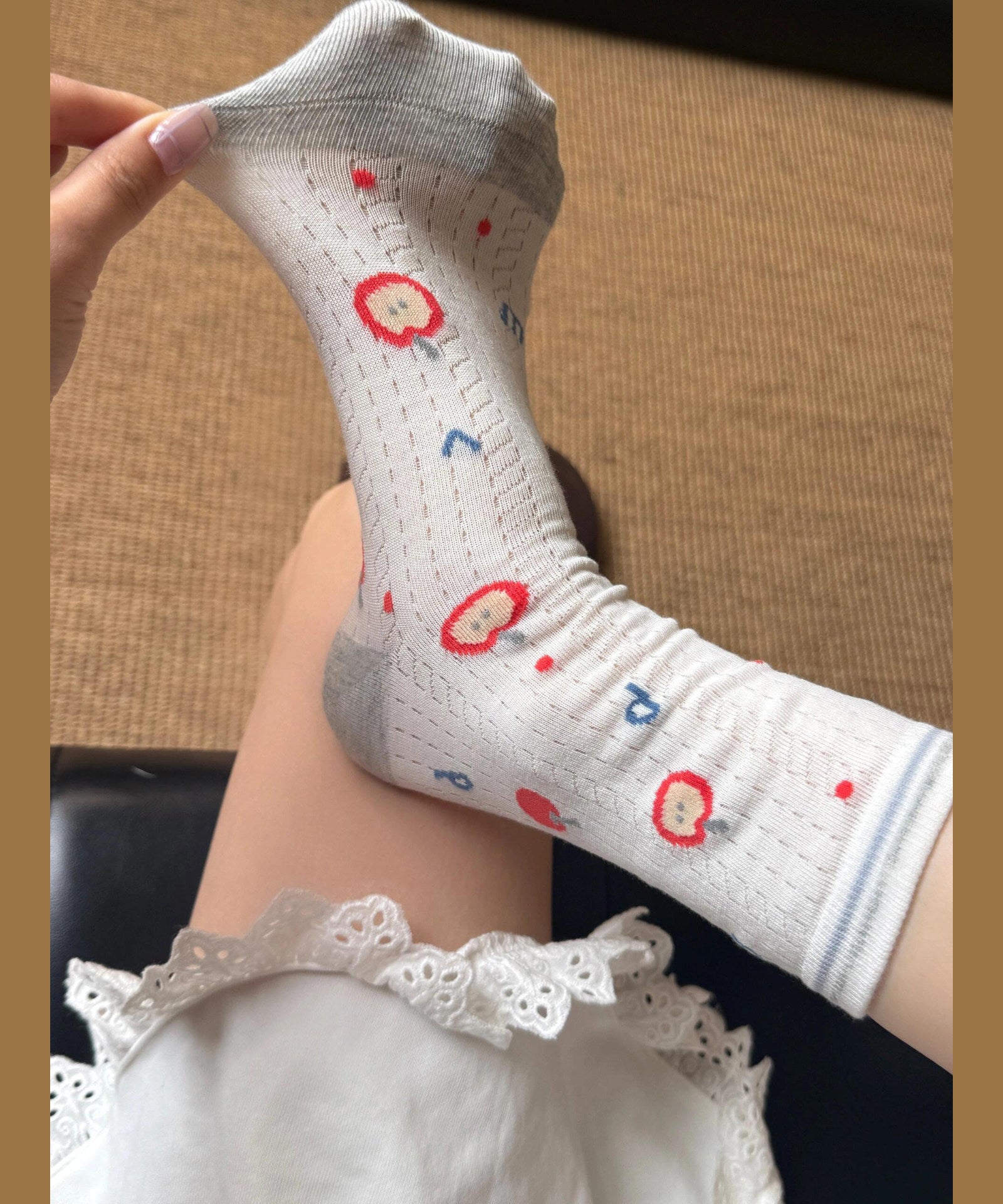 Unisex Mid Calf Sokker Jacquard Design 4