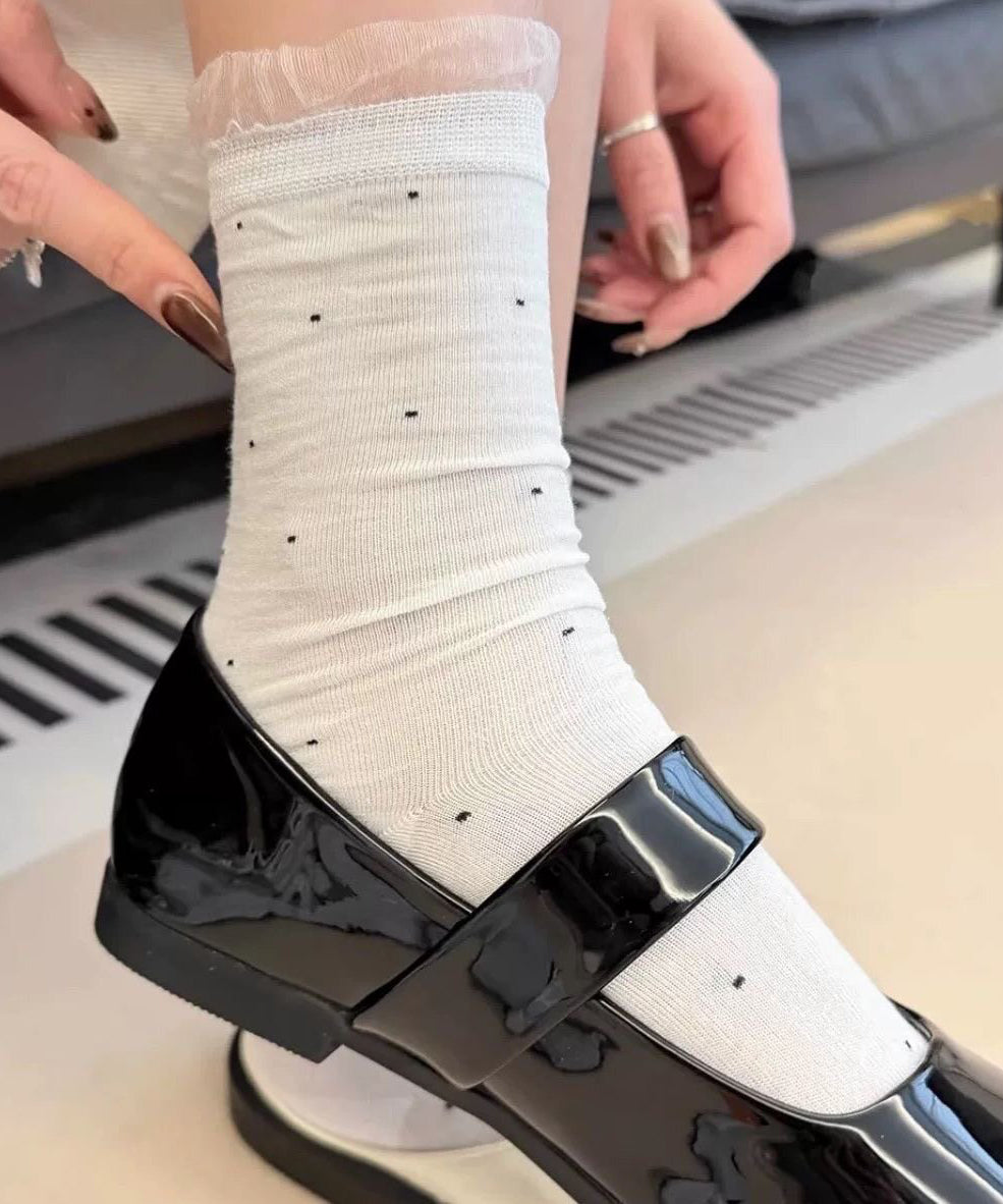 Unisex Mid Calf Sokker Med Prikmønster Komfortabel Stilfuld Design 1