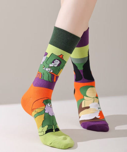 Unisex Mid Tube Socks with Cartoon Animal Design 1