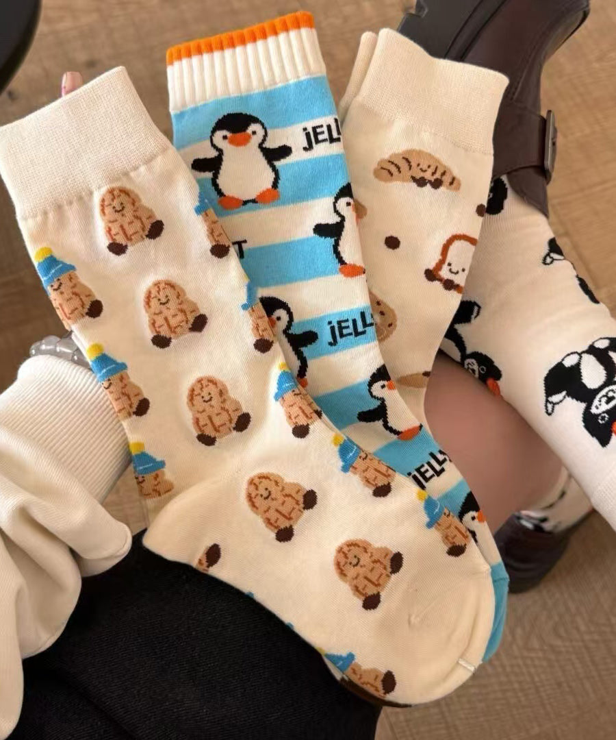 Unisex Midtkalv Sokker med Tegneseriemotiv 0