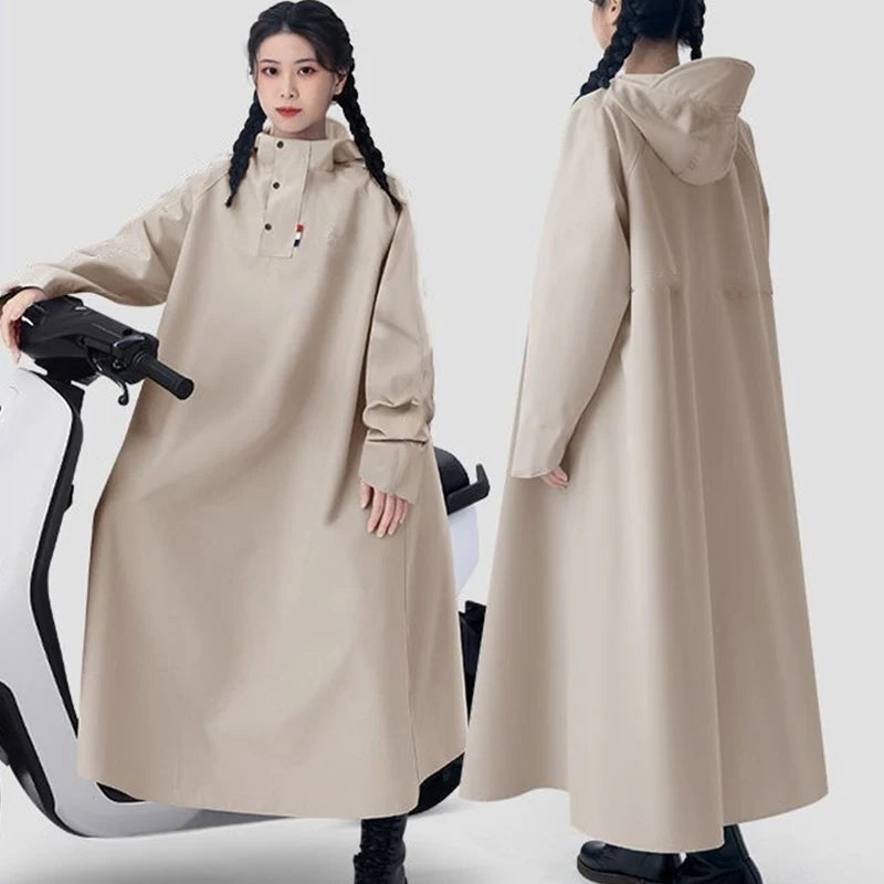 Unisex Regnfrakke Lang Oxford Vandtæt Poncho 6