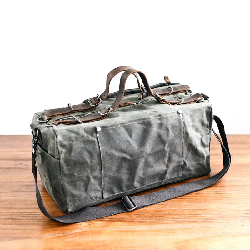 Unisex Rejsetaske Vokset Design Weekendtaske Med Justerbare Stroppper 3