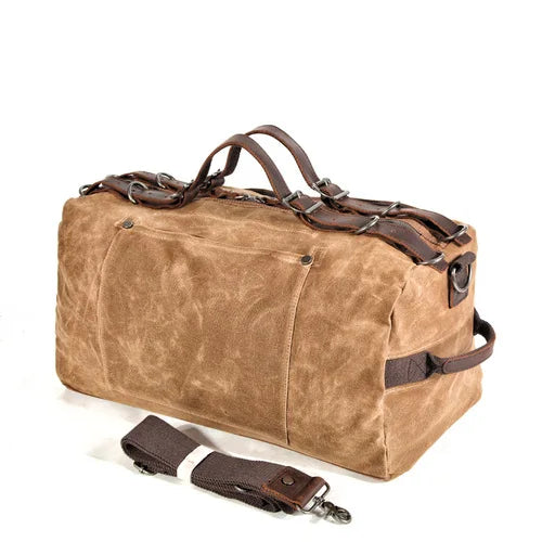 Unisex Rejsetaske Vokset Design Weekendtaske Med Justerbare Stroppper 8