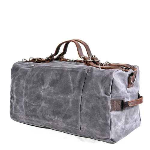 Unisex Rejsetaske Vokset Design Weekendtaske Med Justerbare Stroppper 9