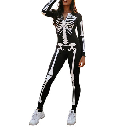 Unisex Skelett Kostume Med Grusomtryk Til Halloween Udklædning 3