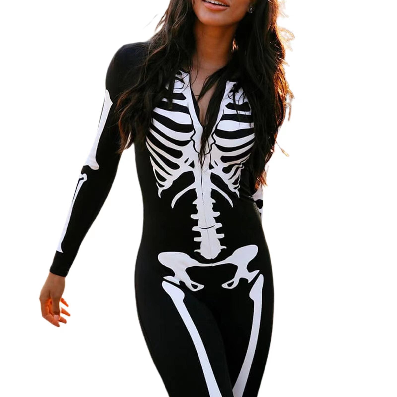 Unisex Skelett Kostume Med Grusomtryk Til Halloween Udklædning 4