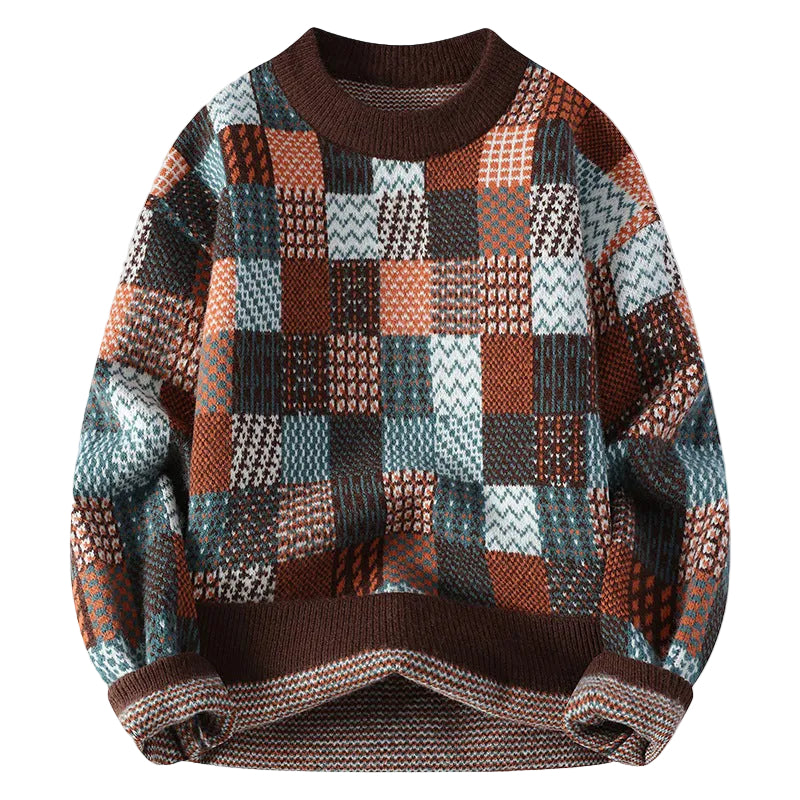 Unisex Striktrøje Farverigt Patchwork Design 0