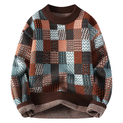 Unisex Striktrøje Farverigt Patchwork Design 0
