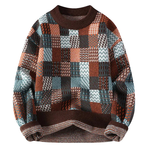 Unisex Striktrøje Farverigt Patchwork Design 0