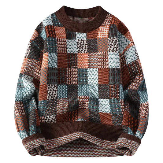 Unisex Striktrøje Farverigt Patchwork Design 0