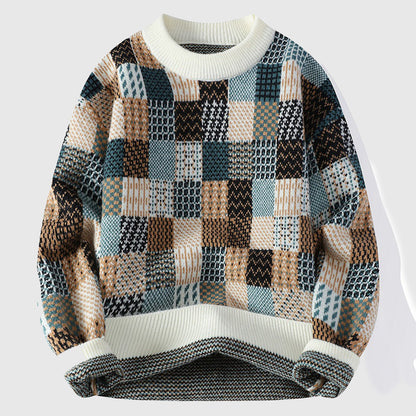 Unisex Striktrøje Farverigt Patchwork Design 2