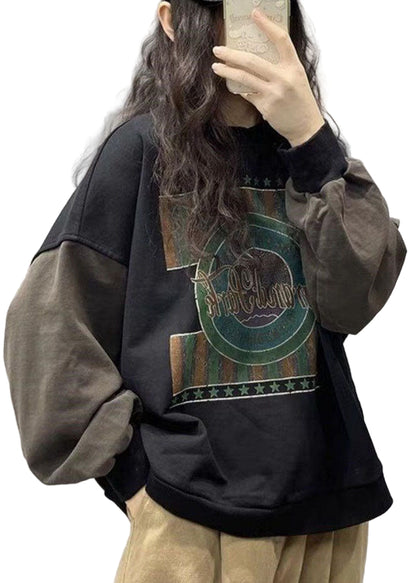 Unisex Sweatshirt med Sort Print til Streetwear 0