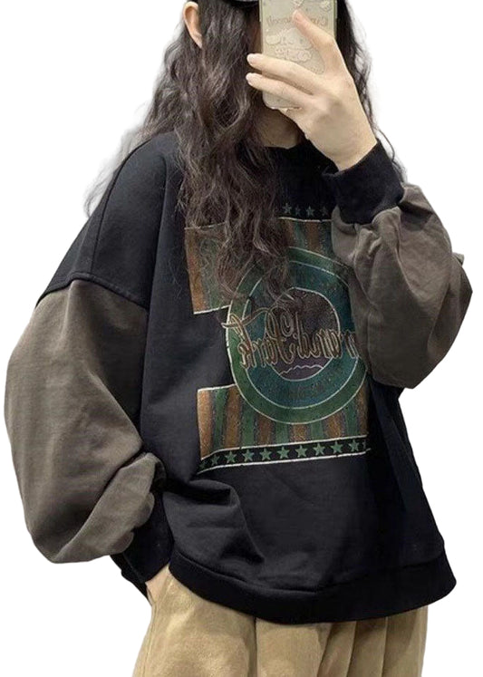 Unisex Sweatshirt med Sort Print til Streetwear 0