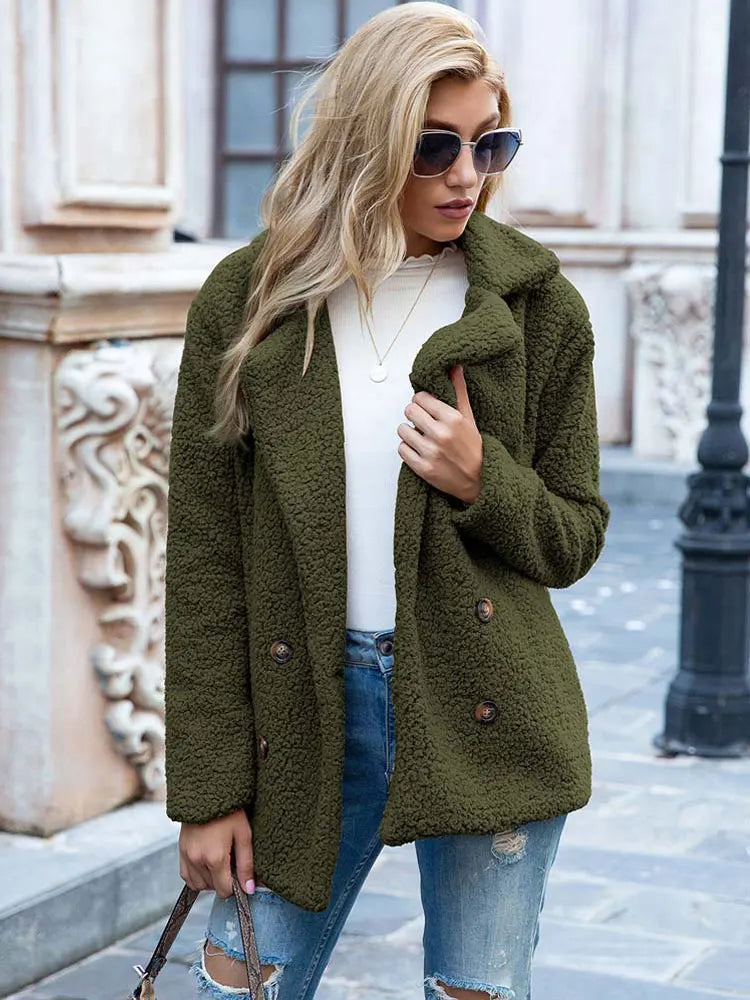 Varm Vinterjakke Dame Elegant Faux Fur 13