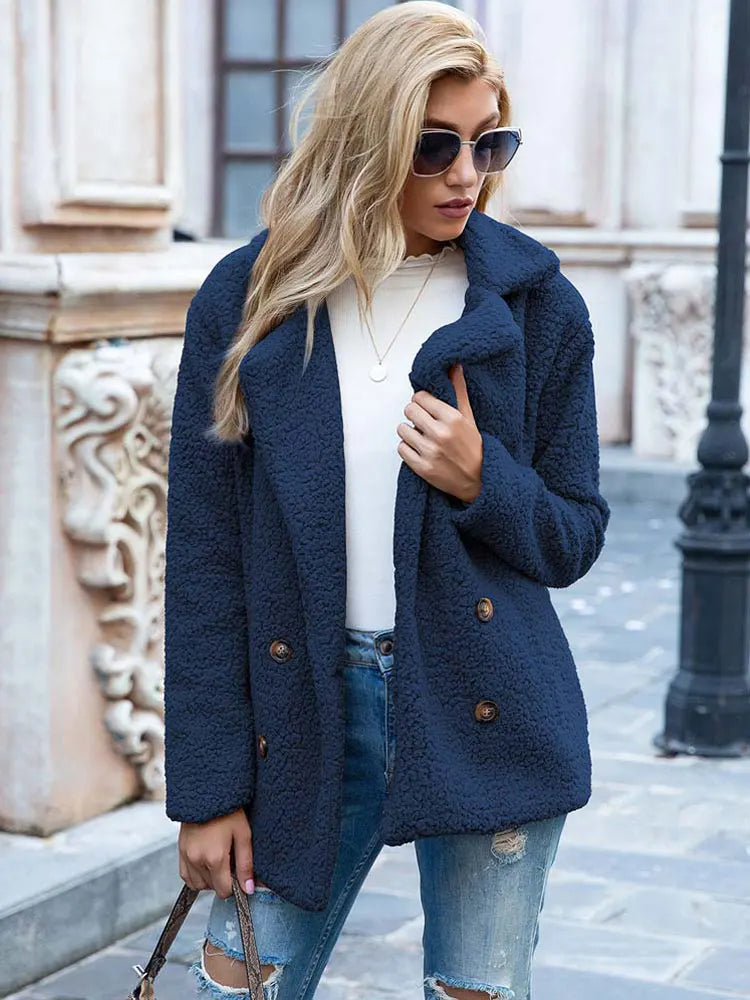 Varm Vinterjakke Dame Elegant Faux Fur 17