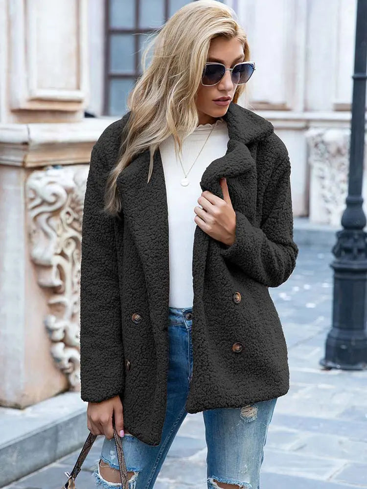 Varm Vinterjakke Dame Elegant Faux Fur 9