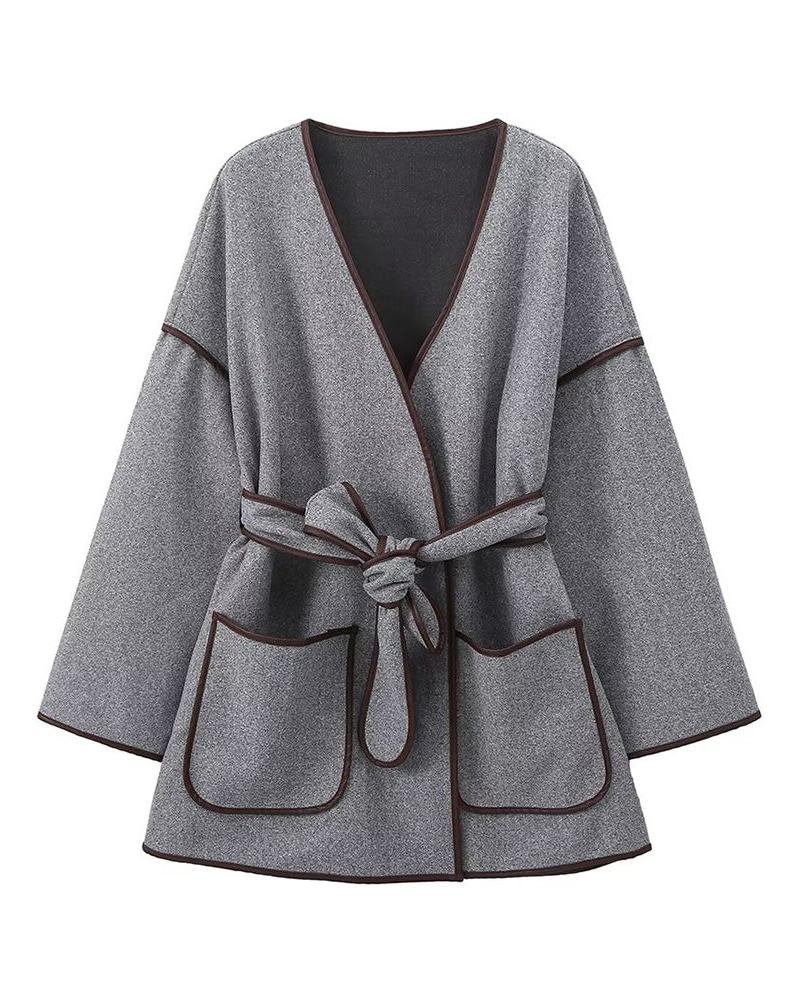 Vinterfrakke Dame Oversize Stribet Design 6