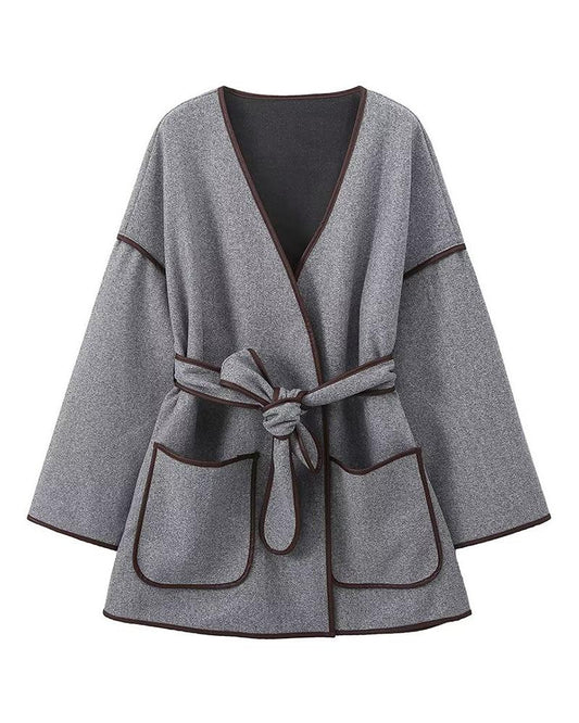 Vinterfrakke Dame Oversize Stribet Design 6
