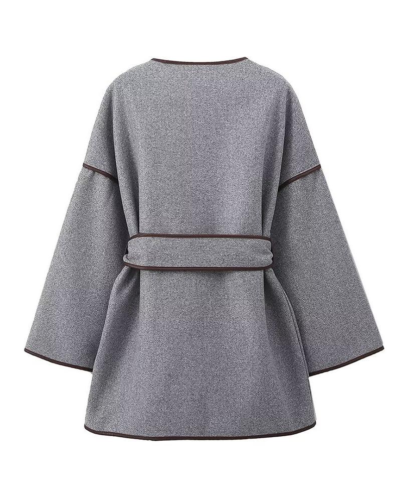 Vinterfrakke Dame Oversize Stribet Design 7