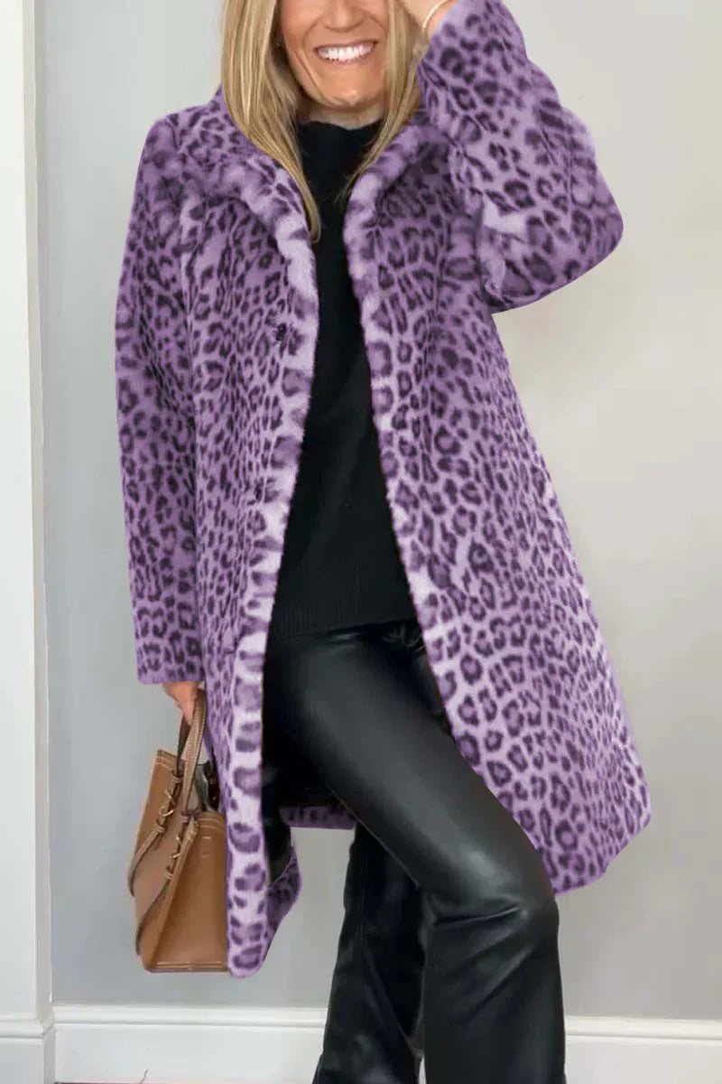 Vinterjakke Dame Leopardprint Moderne Design 5