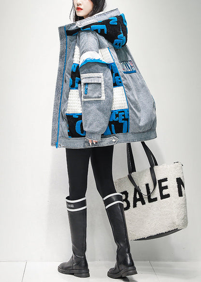 Vinterjakke Herre Hættejakke med Lynlås og Patchwork Design 3