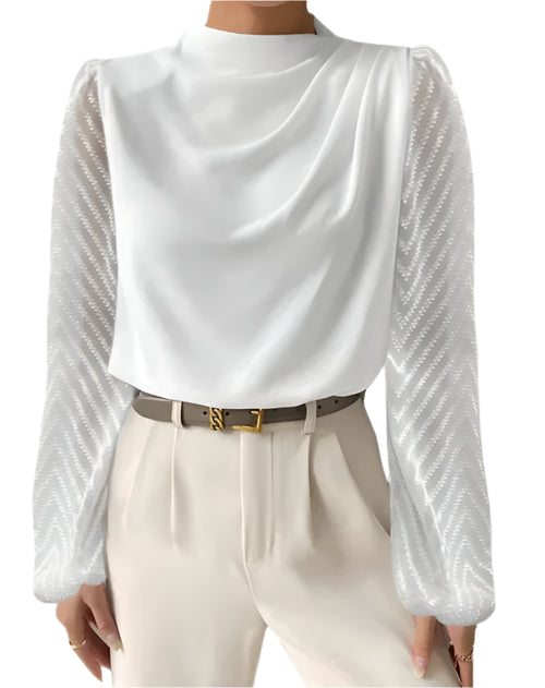 Variant image for Kvinders Bluse Elegant Rund Hals Let Stof-1