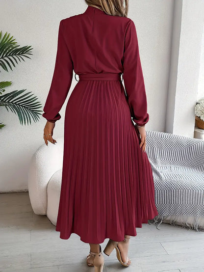 Kvinders Kjole Monokrom Ståkrave Polyester-5