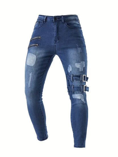 Variant image for Mænds Biker Jeans Casual Denim med Polstrede Indsatser-9