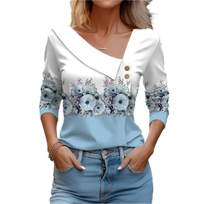 Kvinders Bluse med Lange Ærmer Blomsterprint 1