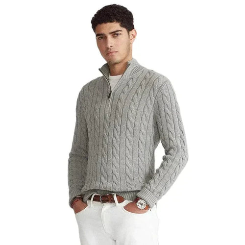 Mænds Sweater Halv Lynlås Afslappet 100% Bomuld 1