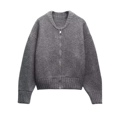 Langærmet sweater med lynlås til kvinder