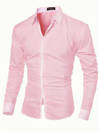Variant image for Herre Button-Up Skjorte Kontrasterende Design 100% Bomuld-15