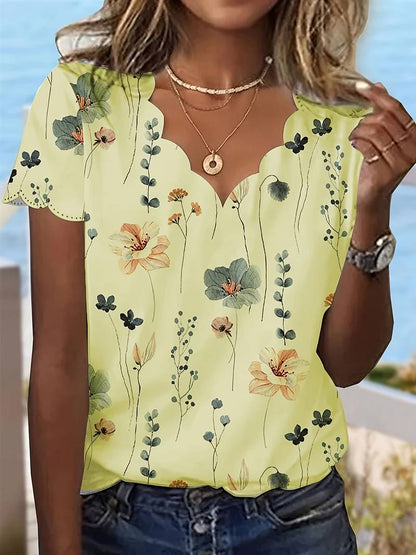 Variant image for Kvinders Bluse Løs Pasform Blomsterprint 100% Bomuld-23
