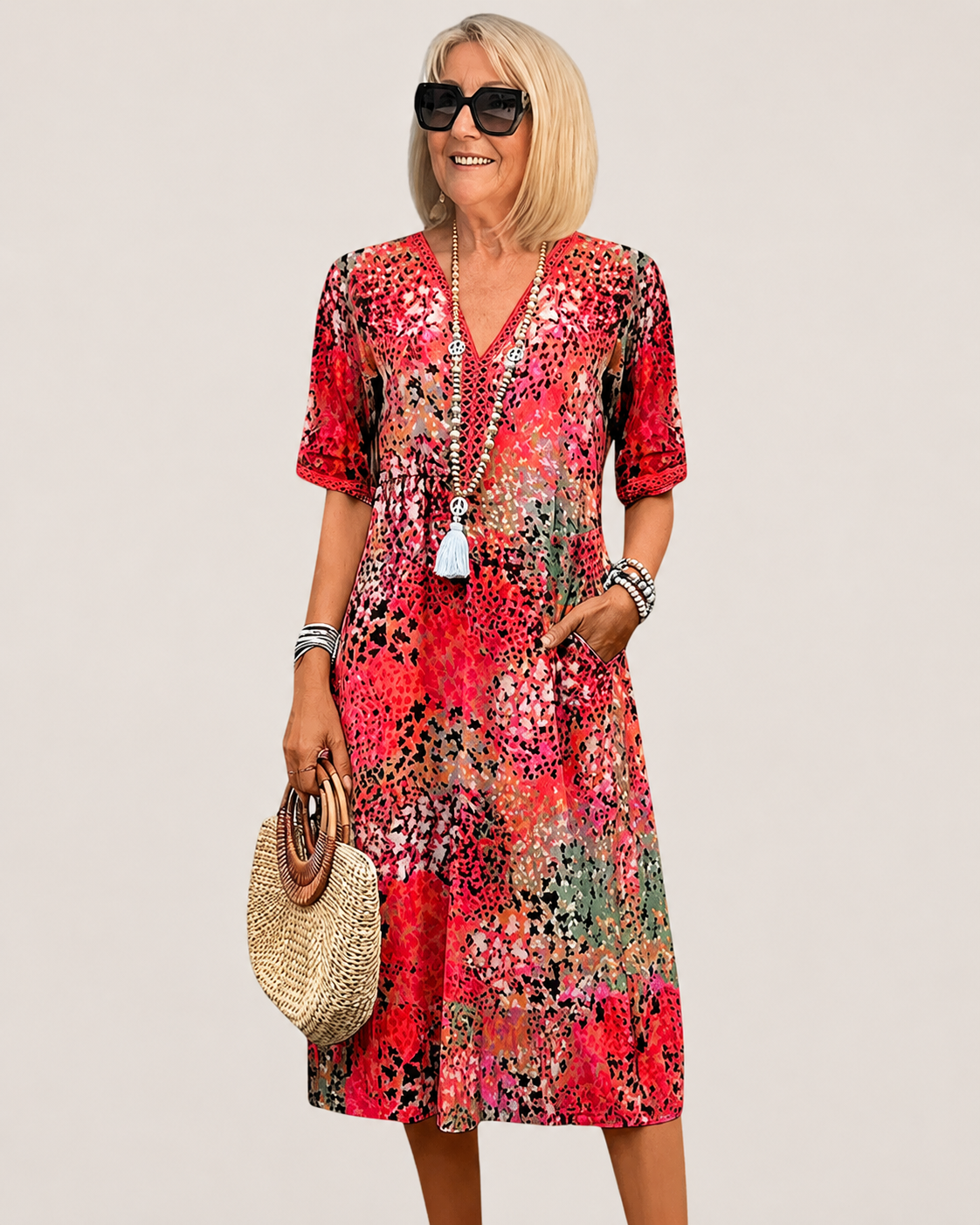 Dame boheme sommerkjole i afslappet let design