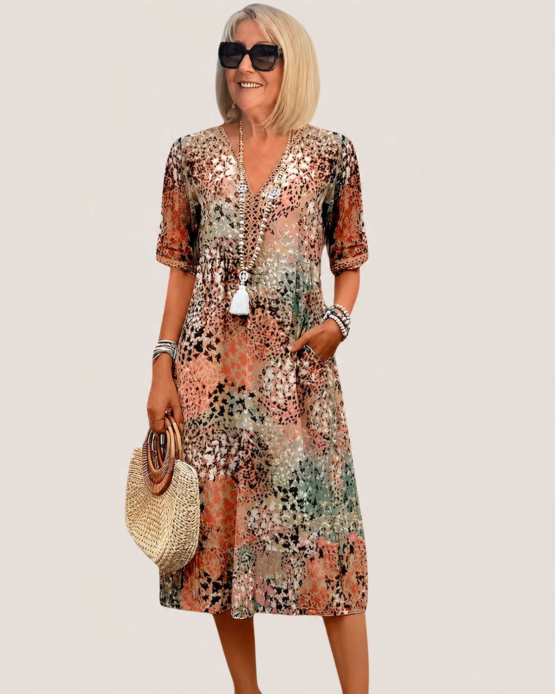 Dame boheme sommerkjole i afslappet let design