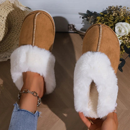 Fluffy varme ruskindstøfler til kvinder