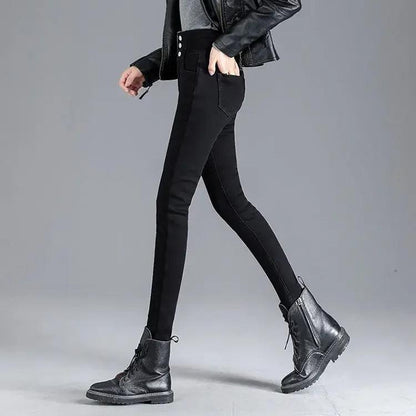 Termiske skinny jeans med høj talje