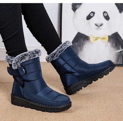 Varme ankelstøvler i bomuldspels til kvinder