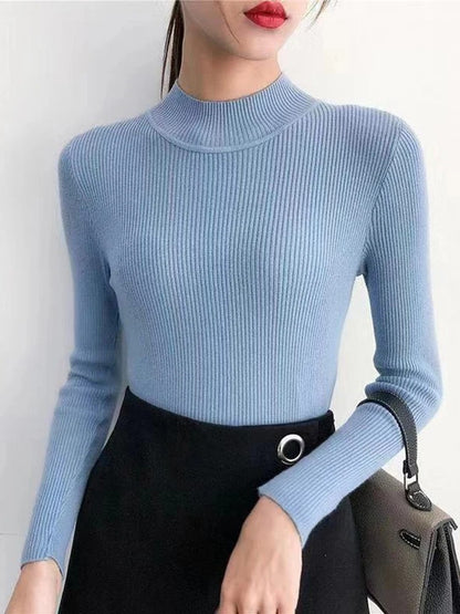 Strikket pullover med mock neck til kvinder