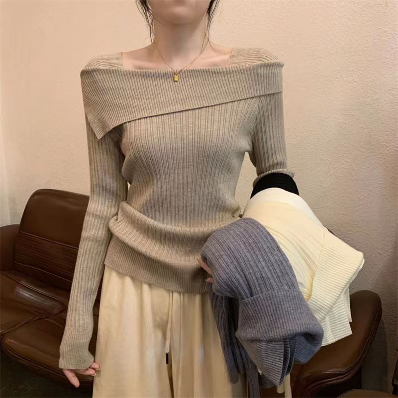 Off Shoulder striktrøje til kvinder