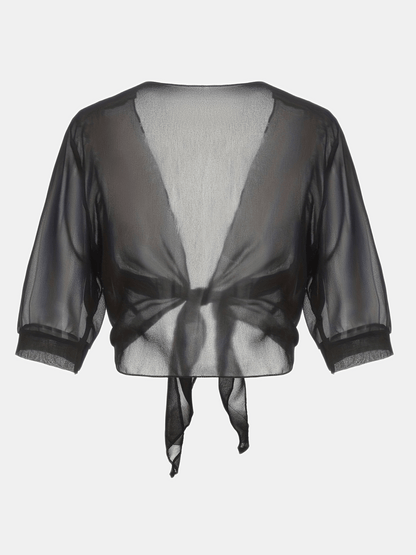 Skjortebluse Dame Åben Front Let Vævning-6