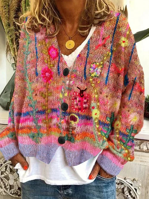 Variant image for Dame Cardigan Retro Uldflannel Tidløs Stil-17