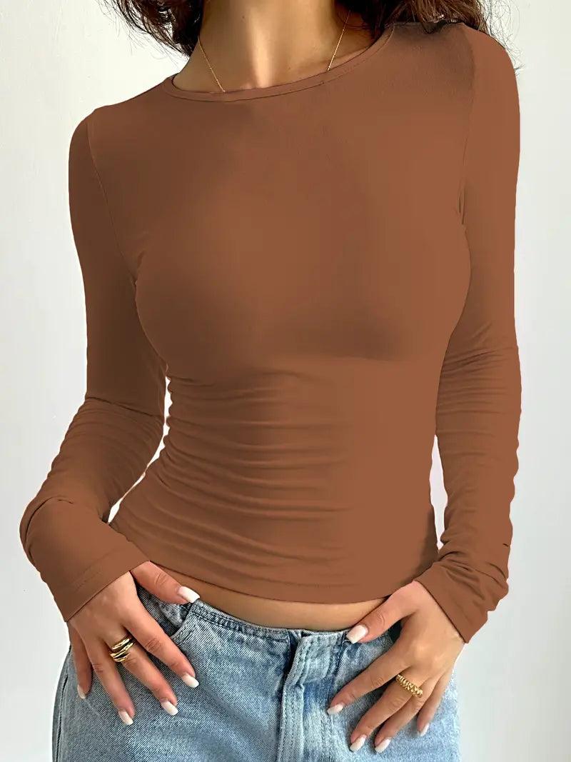 Variant image for Langærmet T-Shirt Dame Rund Hals 100% Bomuld-25