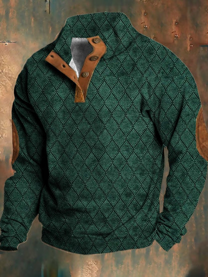Herre Fleece Sweater Retro Polyester Blended 2