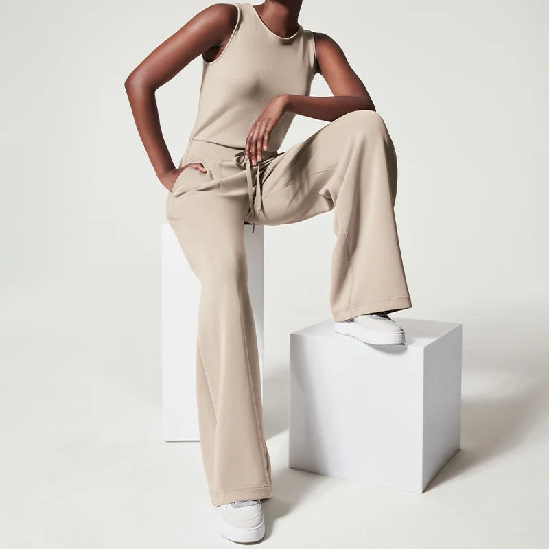 Kvinder Jumpsuit Sort Elegant Letvægtsstof-2