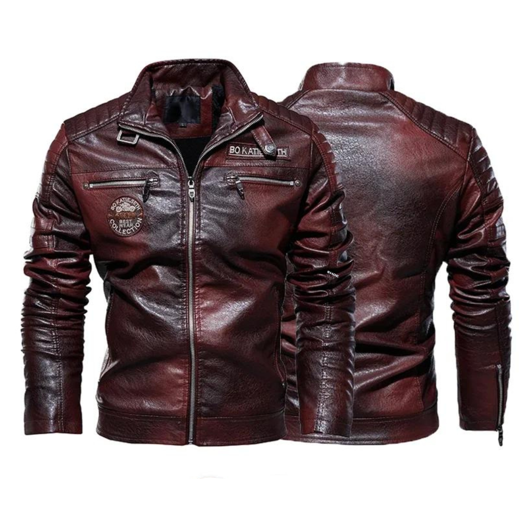 Fleece motorcykel læderjakke til mænd