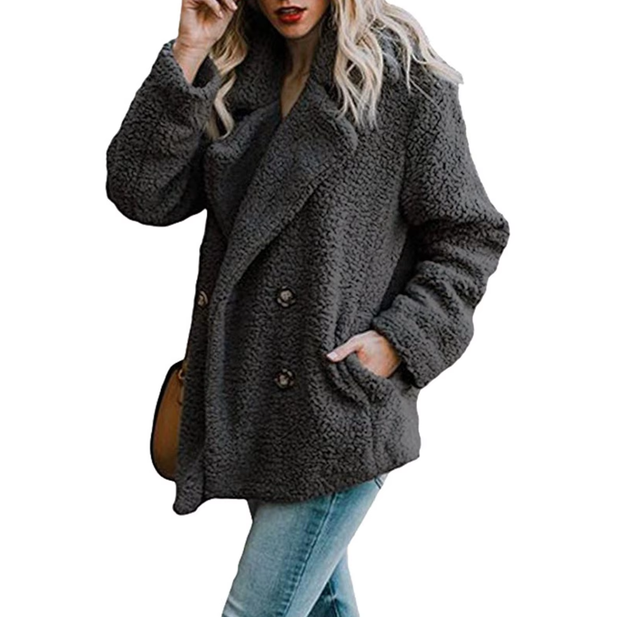 Oversized fluffy fleecejakke til kvinder