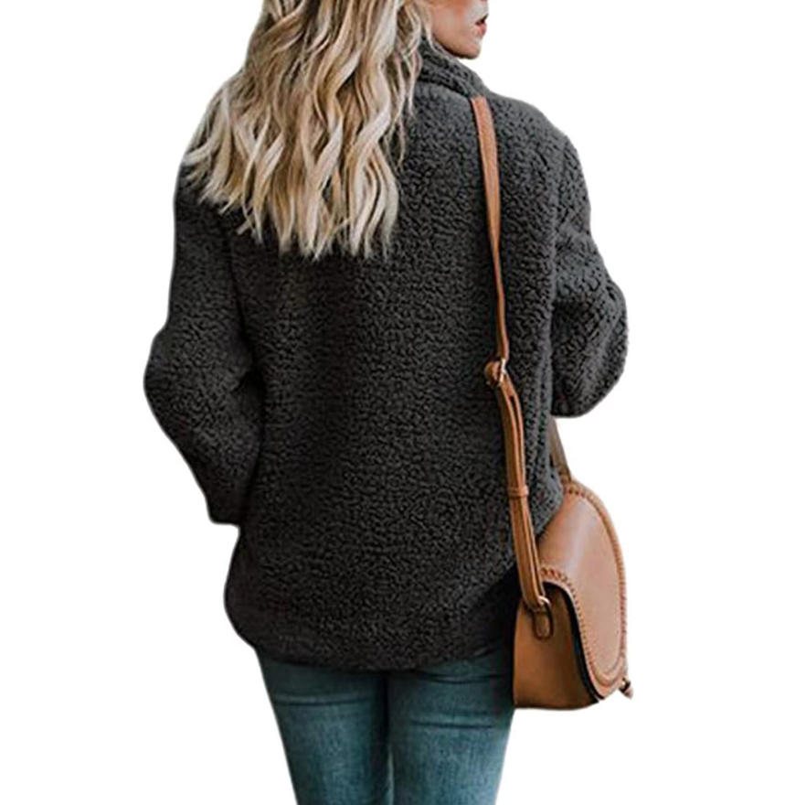 Oversized fluffy fleecejakke til kvinder