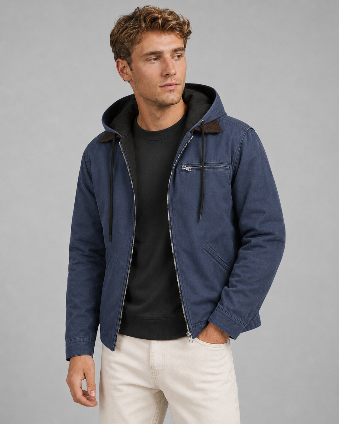 Herre Vinterjakke Bomber Design Isolerende Materialer