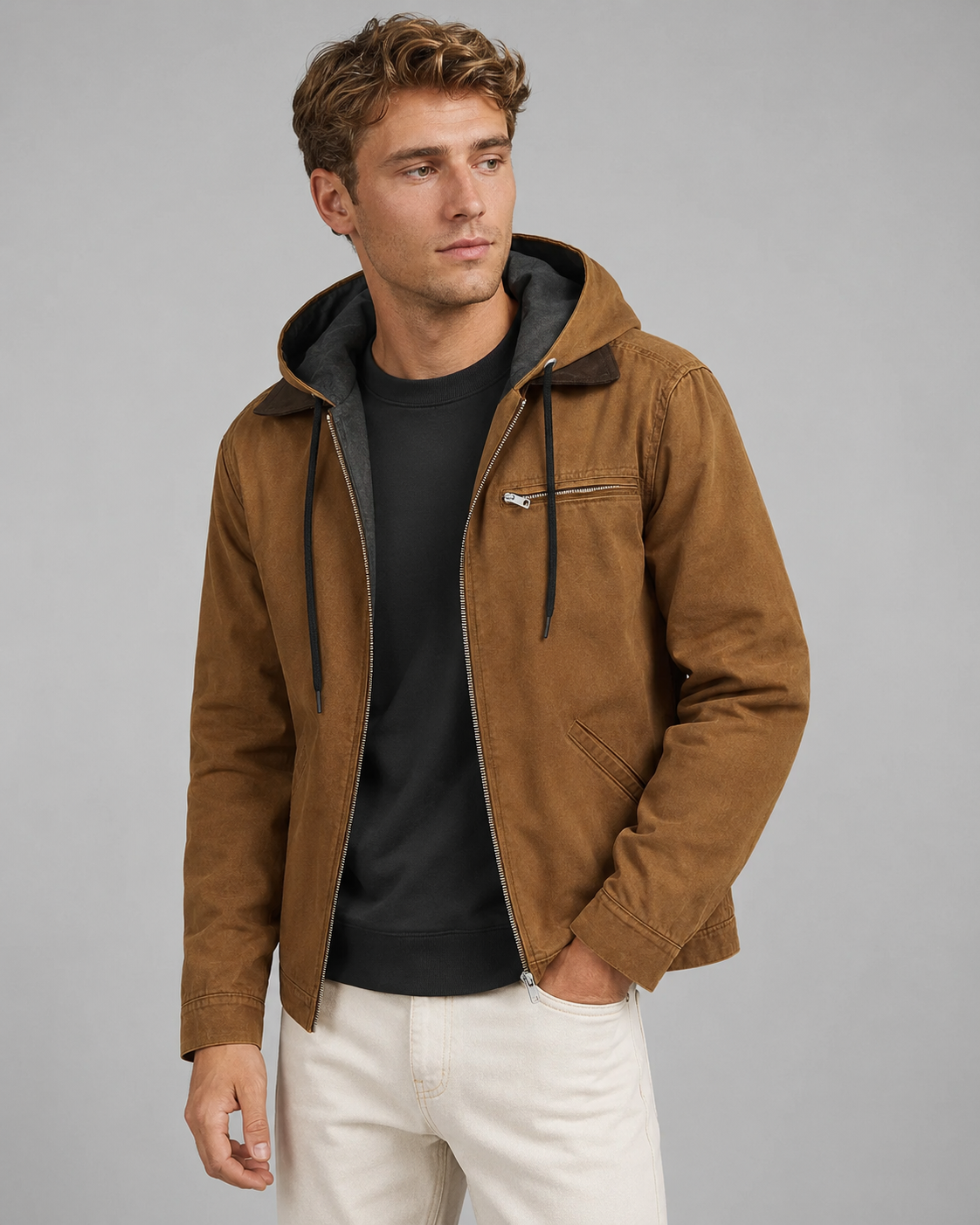 Herre Vinterjakke Bomber Design Isolerende Materialer
